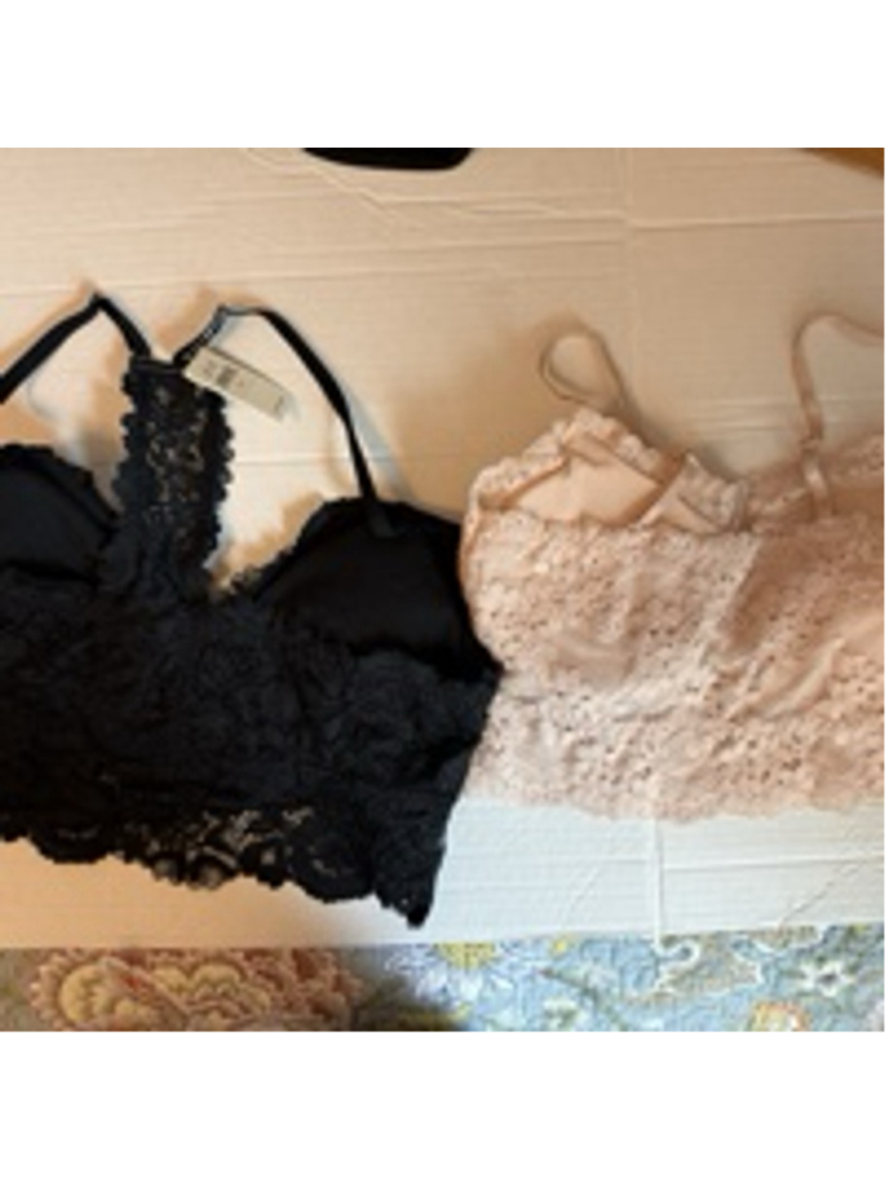 NWT Lot Of 2 Aerie Lace Bralettes Black And Pink - Picture 2 of 5